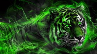 Download Free AI Wallpaper Featuring a Green Tiger