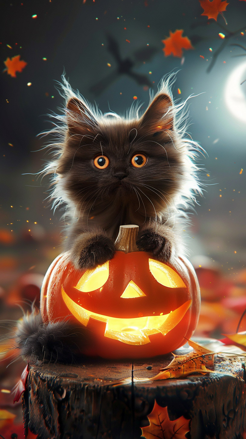 Stylish Halloween Black Cat Images for Mobile Devices