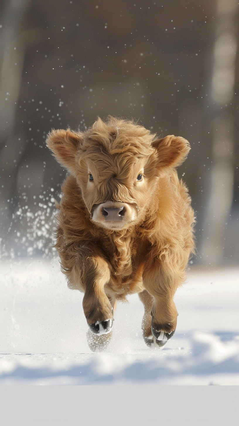 Bright and Cheerful Highland Calf Digital Background