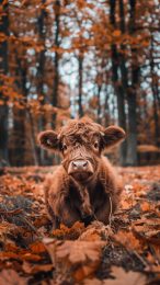 Charming Highland Calf Phone Background for iPhone