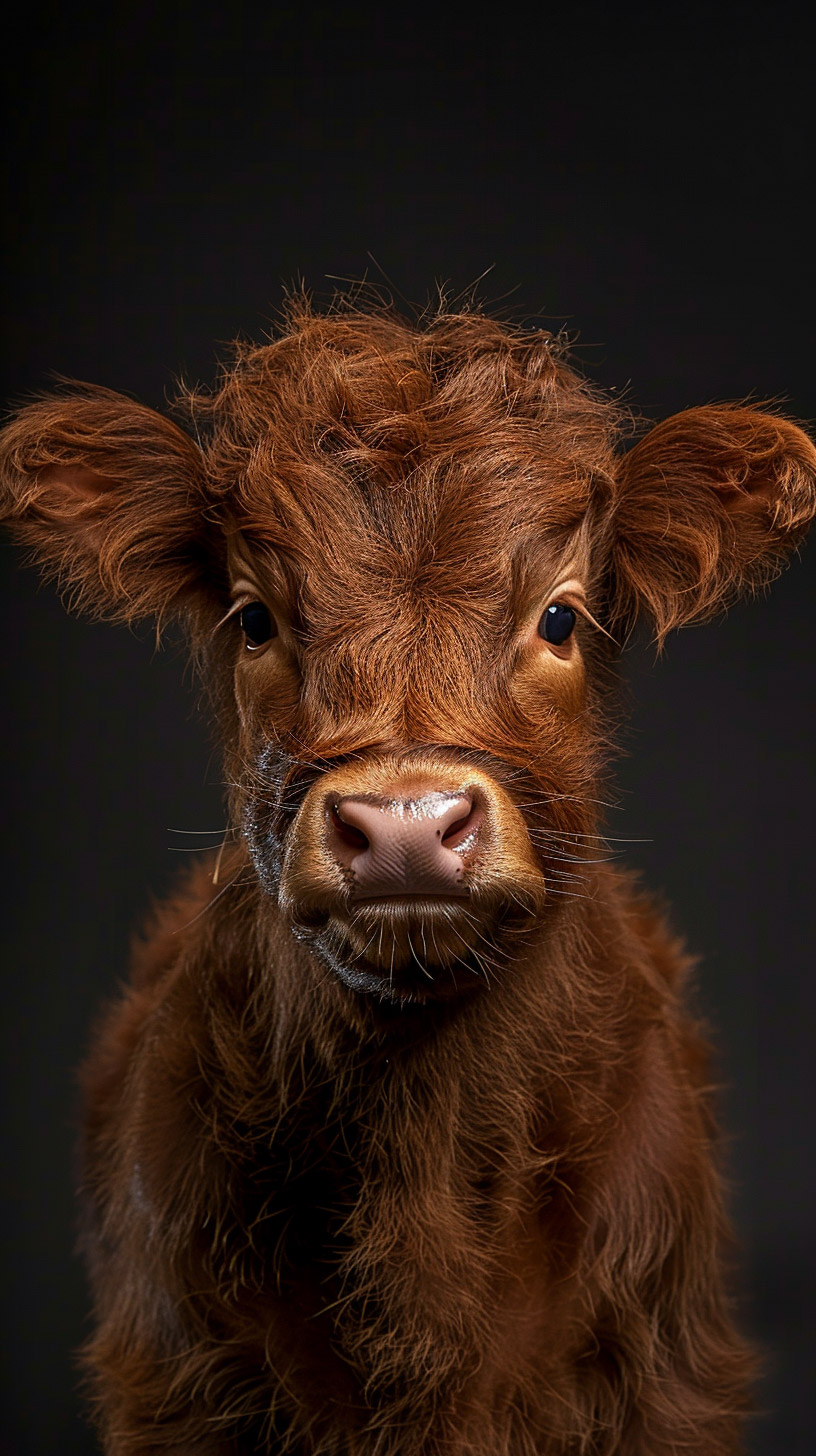 Download Highland Cattle Calf Digital Wallpaper for Mobile