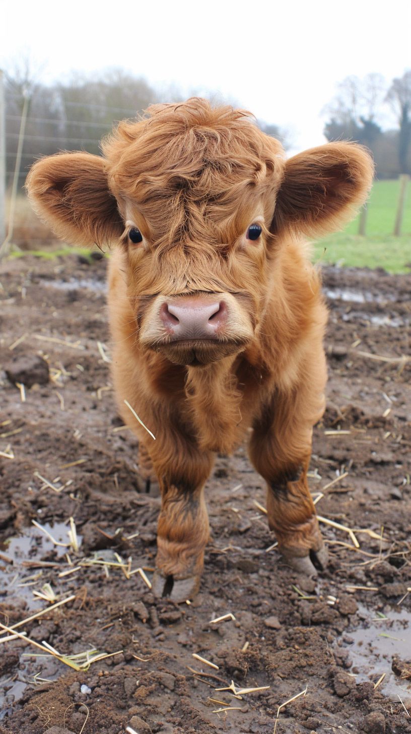 iPhone HD Wallpaper Featuring Highland Cattle Calf