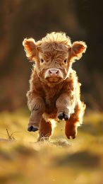 Cute Highland Cattle Calf Image for Mobile Download