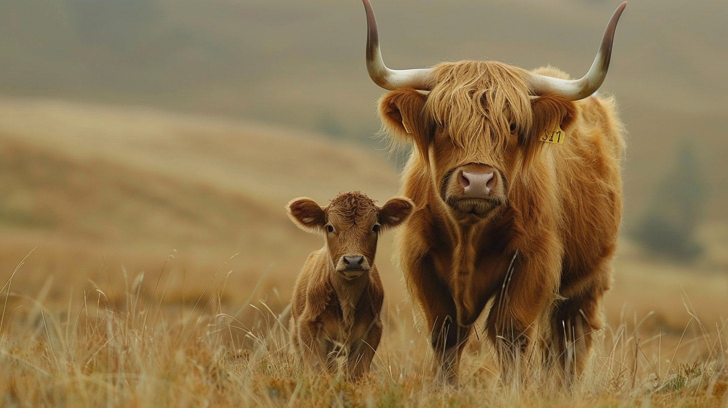 AI-Generated Highland Cattle Calf Images for Your PC