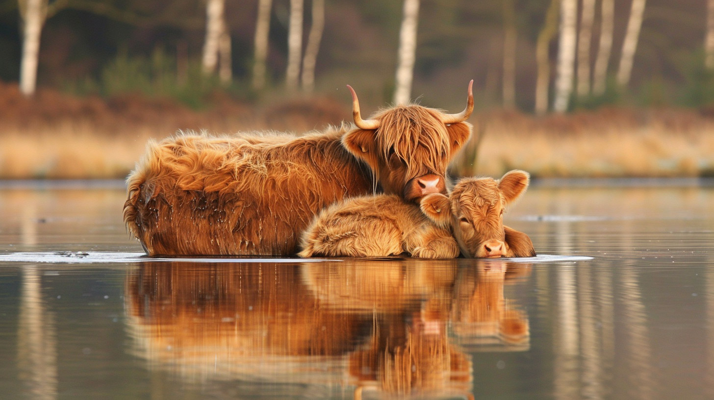 Immerse in Nature with Highland Calf HD Backgrounds