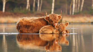 Download Free AI Wallpaper of Adorable Highland Calf