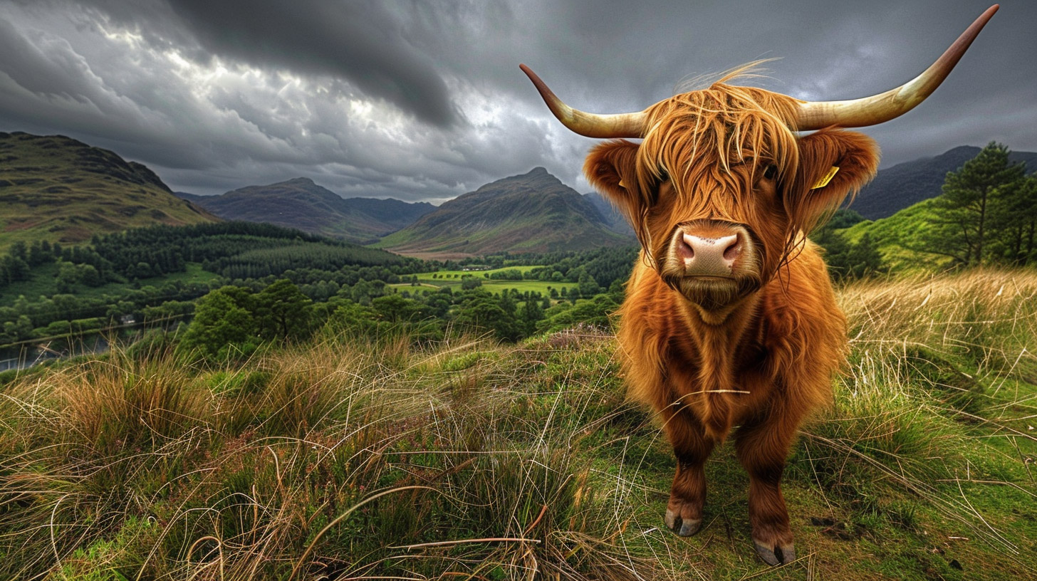 Stunning Highland Cattle HD Wallpaper in 16:9 Format