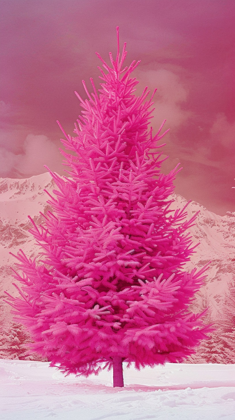 Stylish Hot Pink Christmas Tree Background for Smartphones