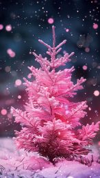 Eye-Catching Hot Pink Christmas Tree Phone Wallpaper