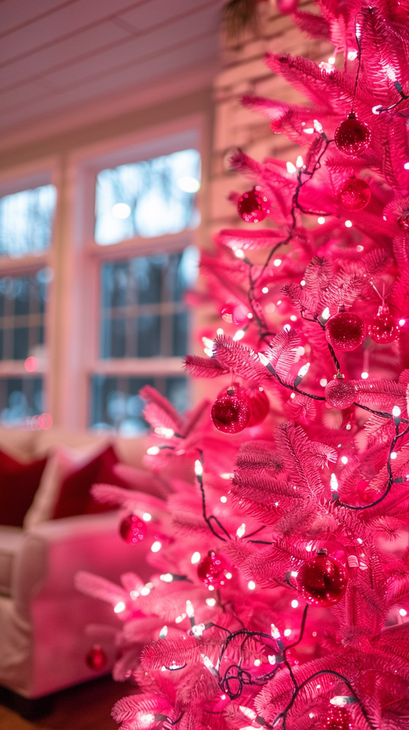 Bold Hot Pink Christmas Tree Mobile Wallpaper