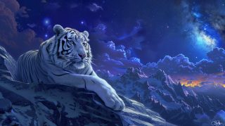 Mystical 3D White Tiger: Stunning HD Wallpaper