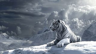 Premium 16:9 Desktop Background Featuring White Tiger