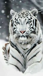 Mystical White Tiger Digital Background for Mobile Screens