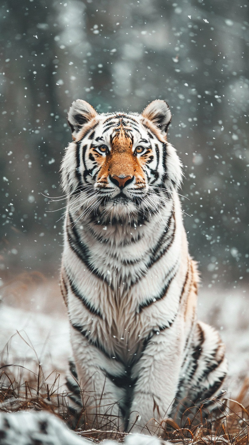 vibrant digital wallpaper of a white tiger for any phone