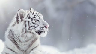 Free 4K Wallpaper Featuring a Cute White Tiger