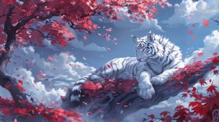 Ultra HD White Tiger Digital Background in 16:9