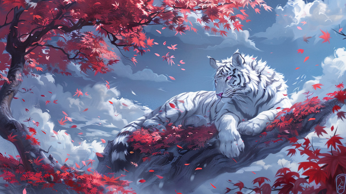 Ultra HD White Tiger Digital Background in 16:9