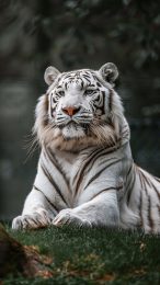 Immerse in Mystical White Tiger Digital Wall Art for Mobile