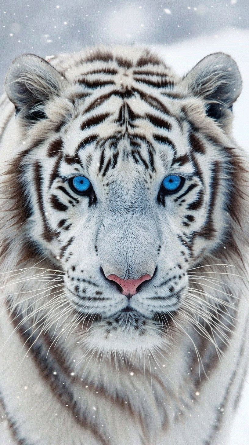 Beautiful Mystical White Tiger Digital Background for Mobile