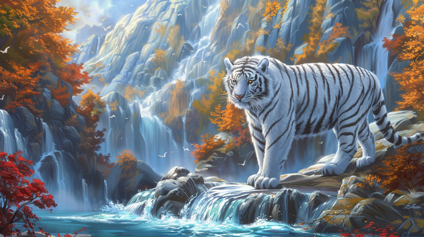 Free Ultra HD Wallpaper Featuring a White Tiger