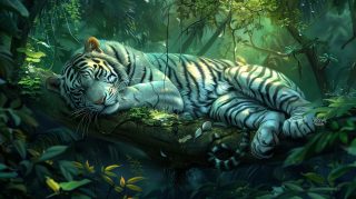 AI-Generated White Tiger Images in 16:9 Format