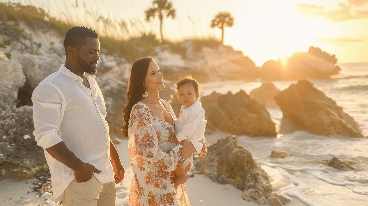 Pictures of Pregnant Family at the Beach in HD