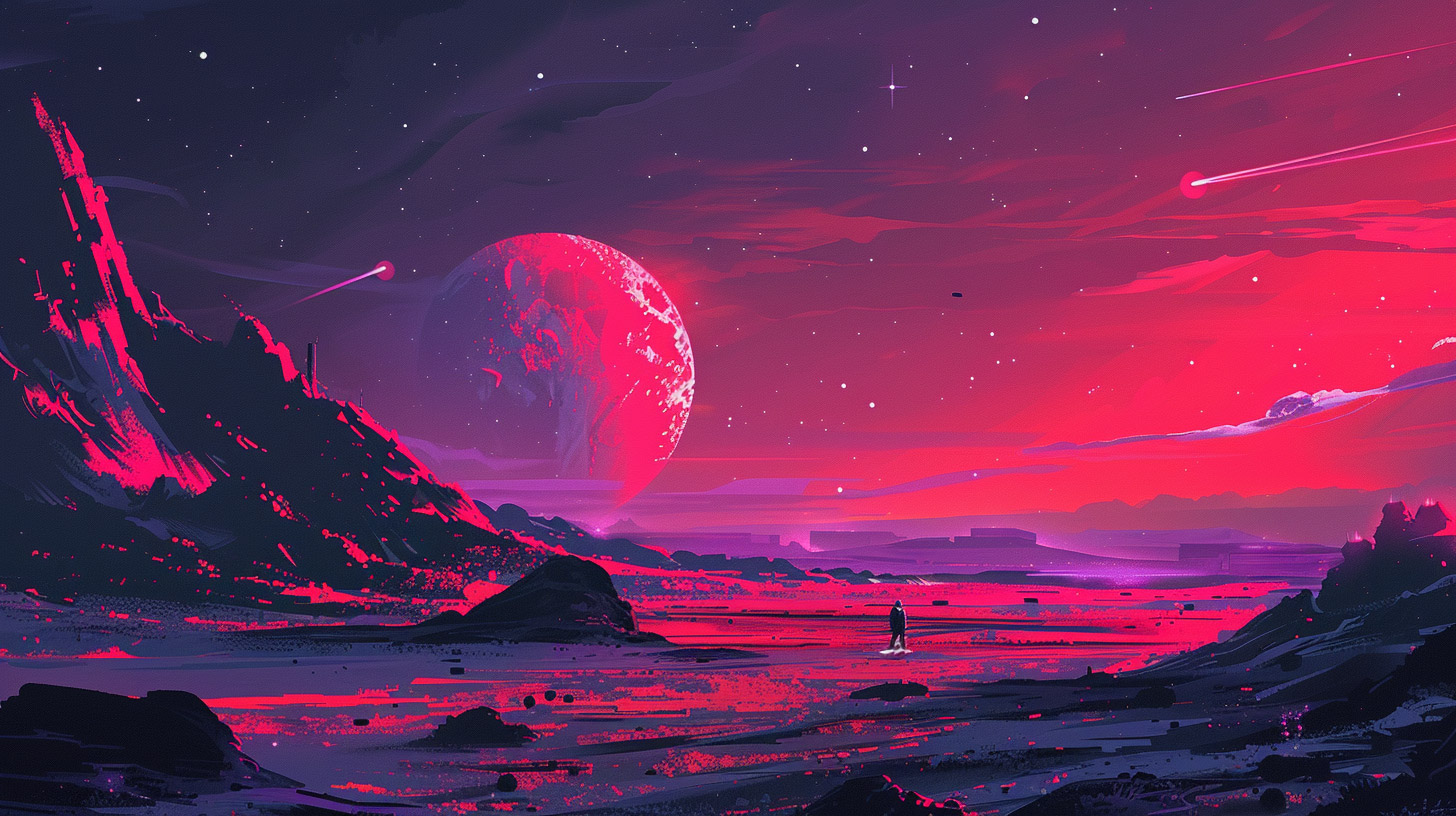 Vibrant AI Retro Sci-Fi Backgrounds for PCs and Laptops