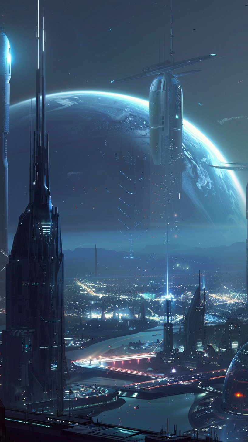 Stylish Sci-Fi City Wallpaper Perfect for Mobile View