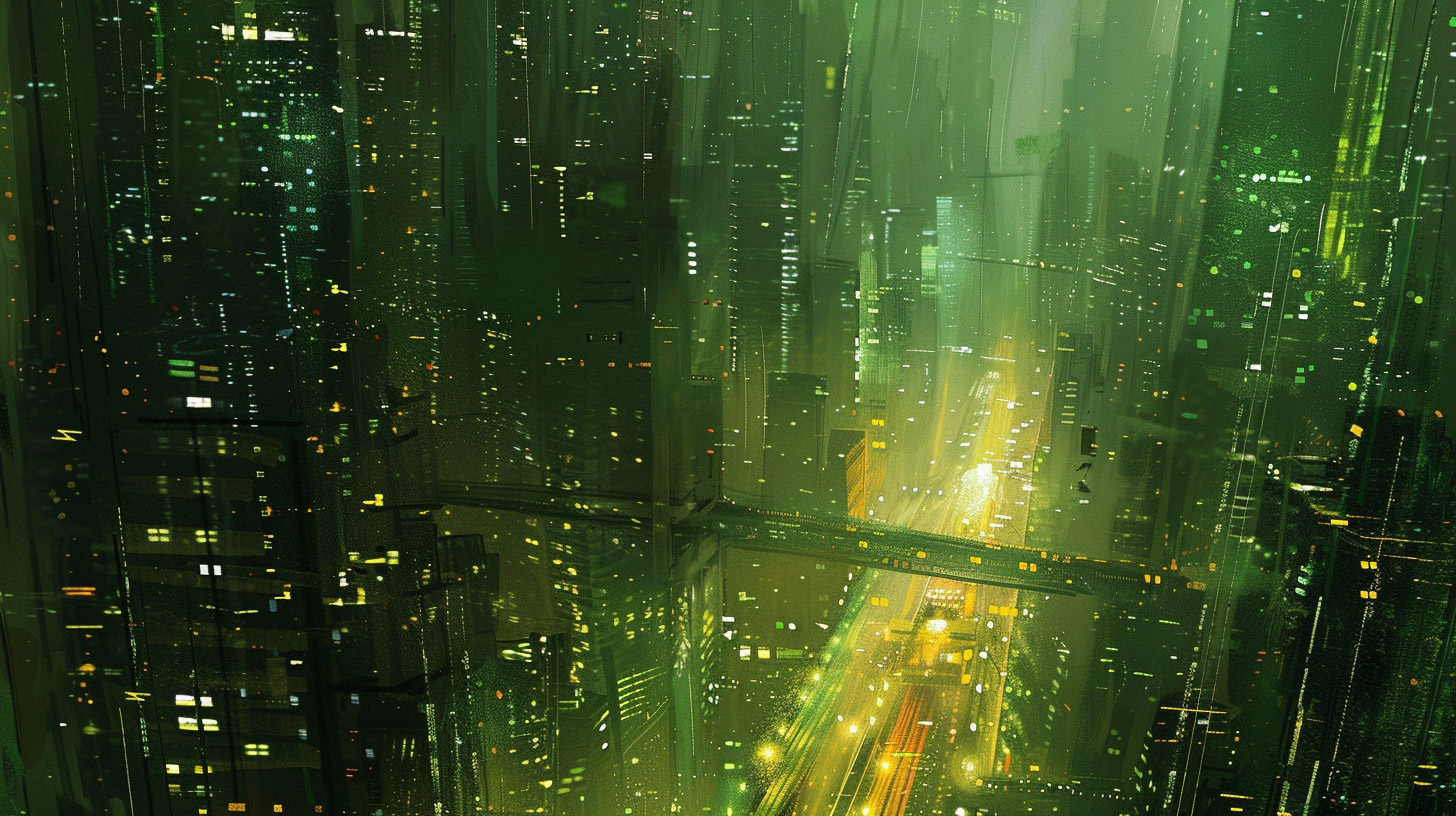 Stunning AI Wallpaper of Sci-Fi Cityscape in HD