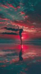 Digital Background: Sunset Silhouette Gymnast for iPhone