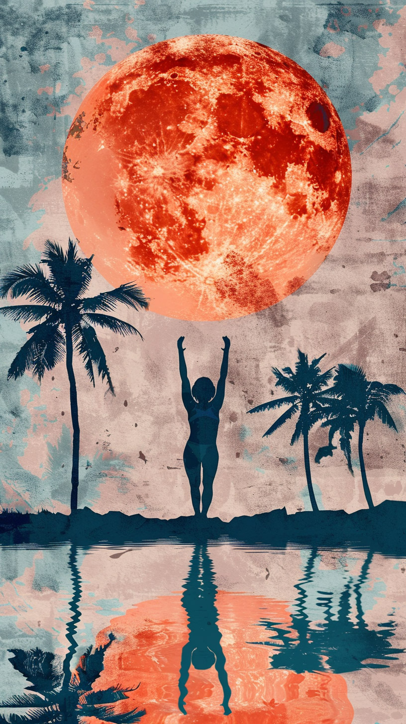 Beach Sunset with Silhouette Gymnast: Free Download