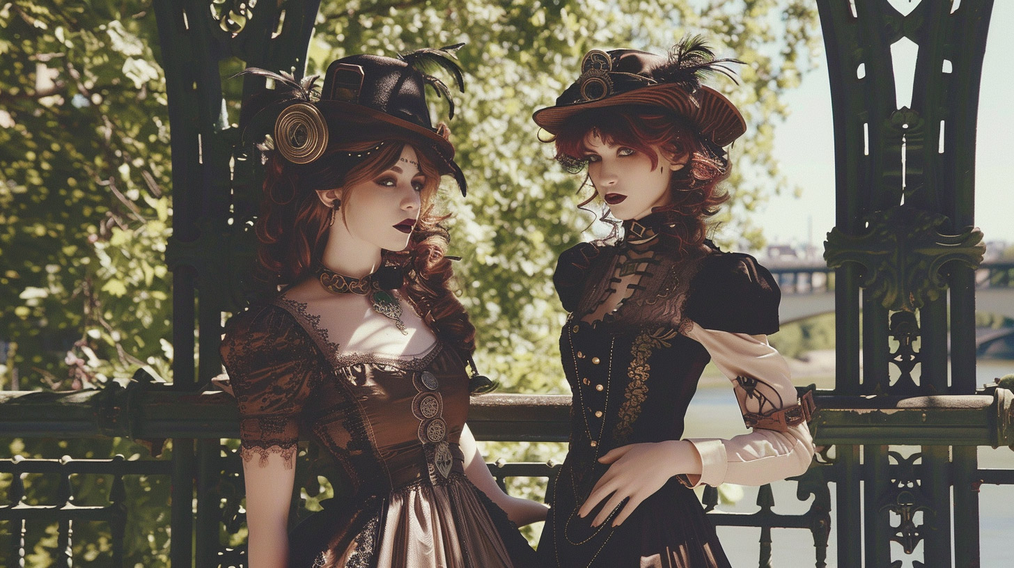 Steampunk Street Fashion AI Wallpaper for Desktop