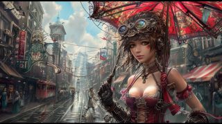 1920x1080 Steampunk Street Fashion Digital Background