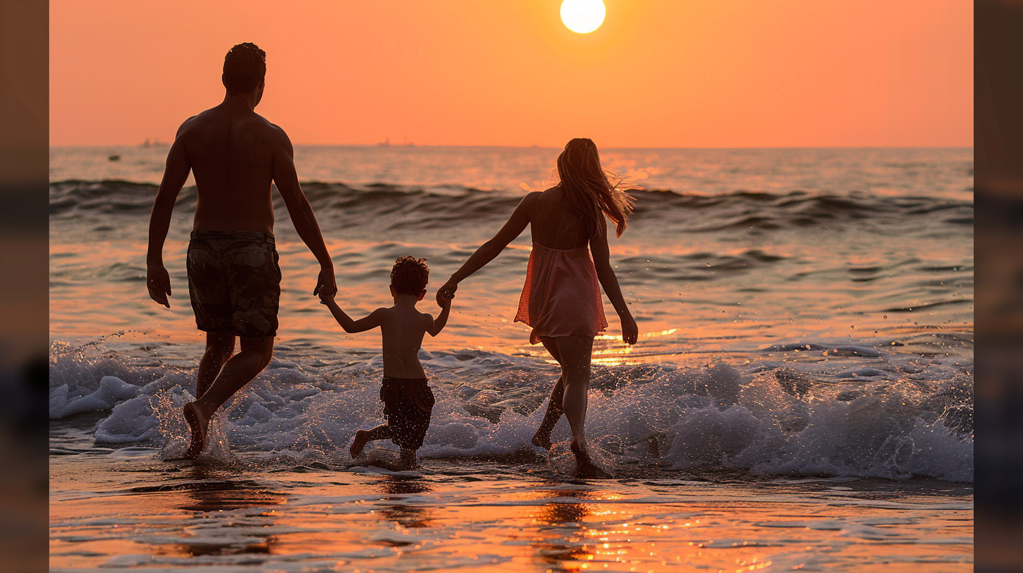 Sunset Beach Family Photoshoot Wallpaper for Desktop