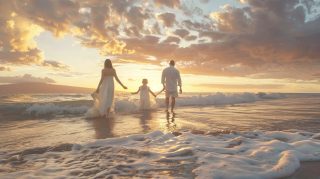 Digital Background: Sunset Beach Family Photos in HD