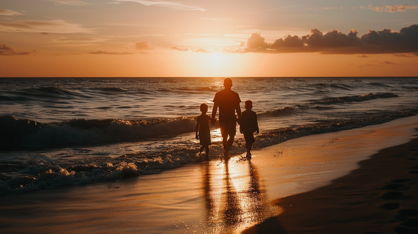 8K Resolution Desktop Background: Family at Sunset