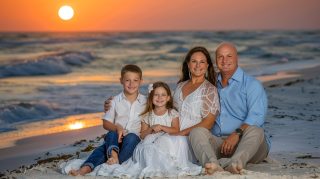 Stunning 4K Sunset Beach Family Stock Photos