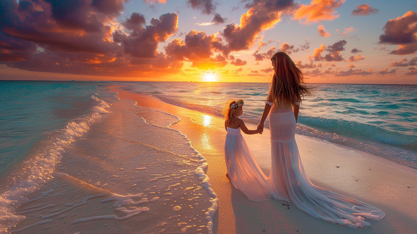 Free HD Wallpaper: Sunset Beach Family Moments