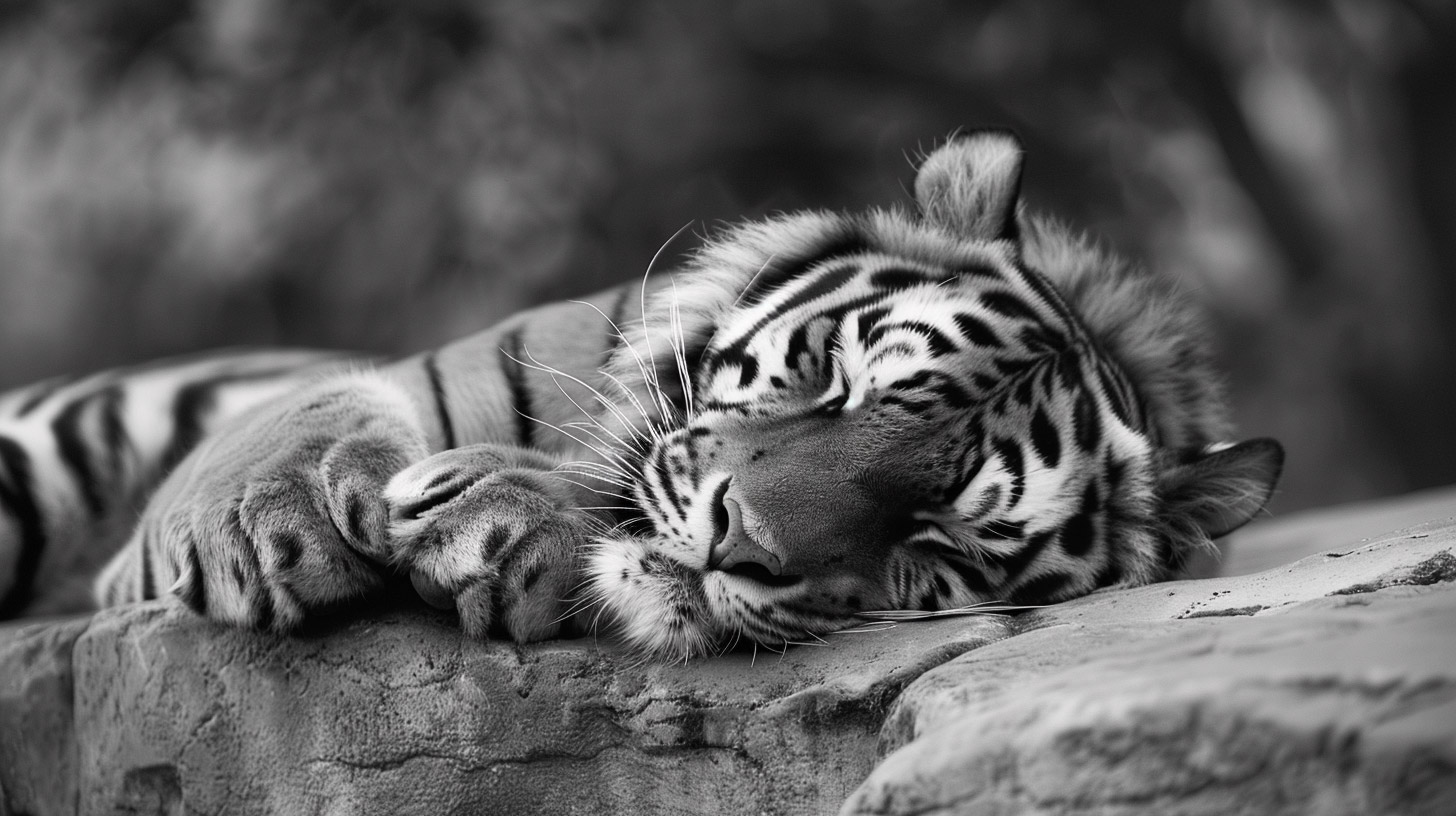 4K Tiger Backgrounds: Striking Black and White Photos