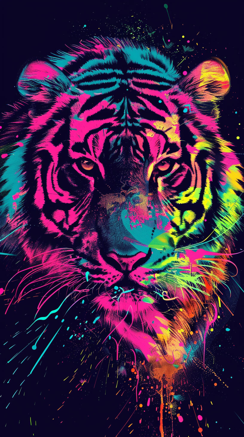 Vibrant Tiger Digital Background for Android Devices