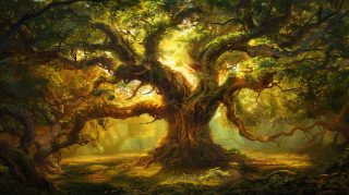 Stunning AI Tree of Life Digital Background HD Wallpaper