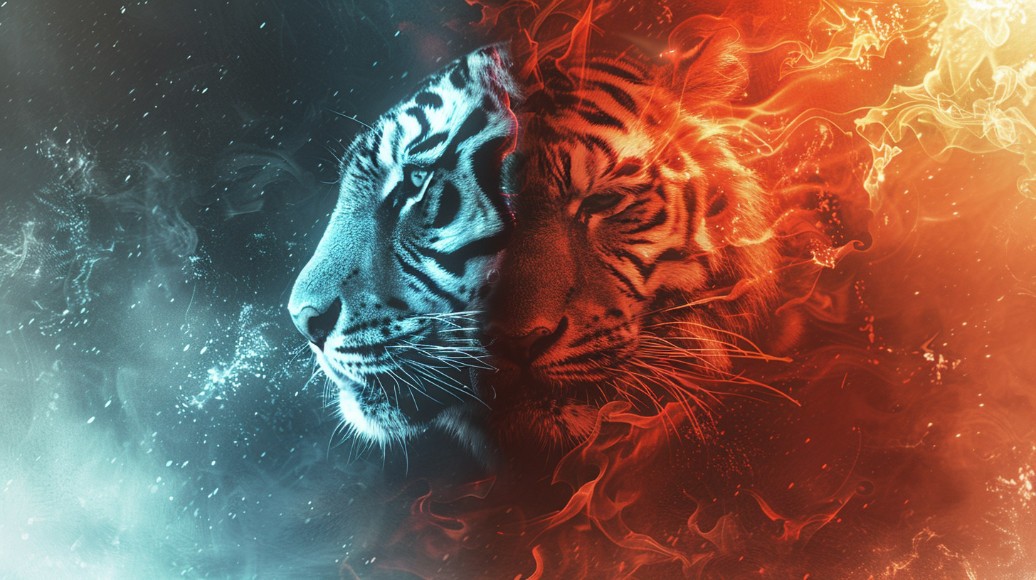 Beautiful Fire and Ice Tiger - Free Wallpaper Download