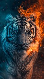 Stunning Fire and Ice Tiger HD Mobile Wallpaper