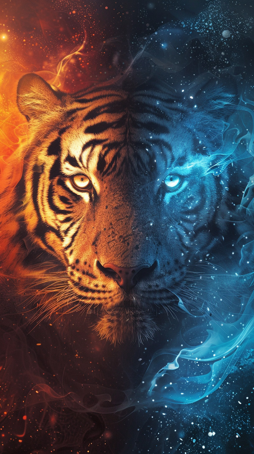 Fire and Ice Tiger Mobile Wallpaper for Samsung Devices