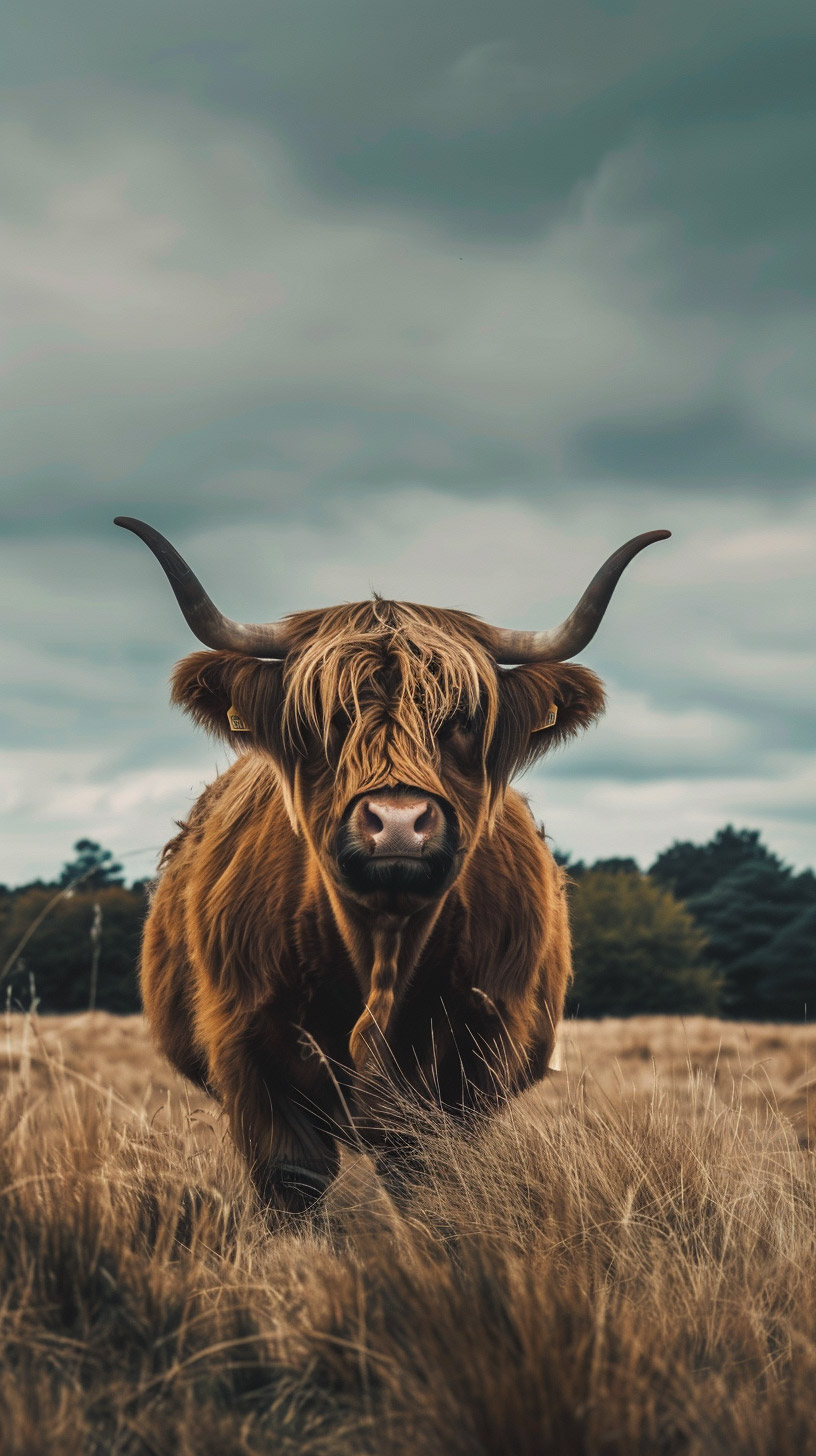 Vibrant Highland Cattle HD Wallpaper for Mobile Devices