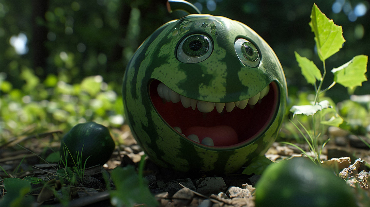 Free 4K Wallpaper of Whimsical Watermelon Cartoon Characters