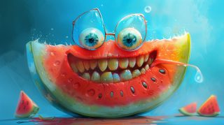 Vibrant Watermelon Cartoon: 8K Desktop Background Free