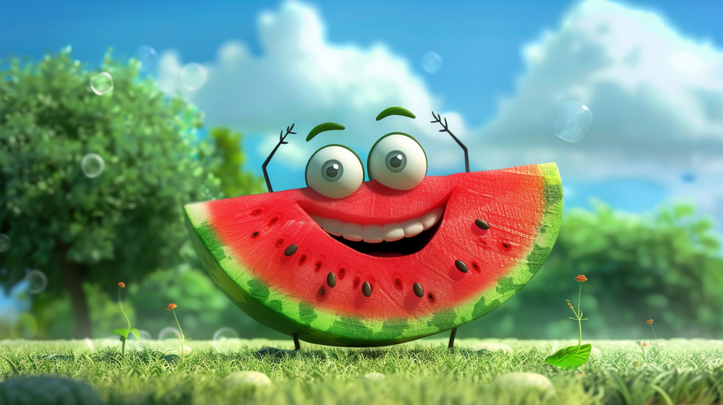 High-Resolution 1920x1080 Watermelon Cartoon Background