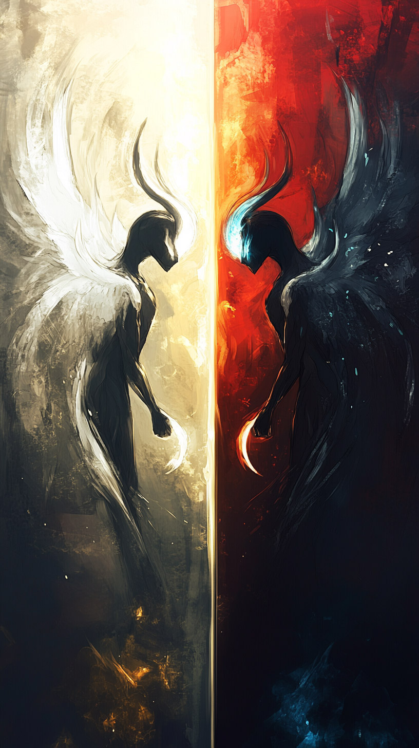 Vibrant Devil and Angel Love Anime Wallpaper Download