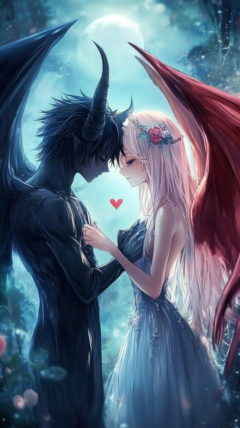 HD Devil and Angel Love Pictures for iPhone Users